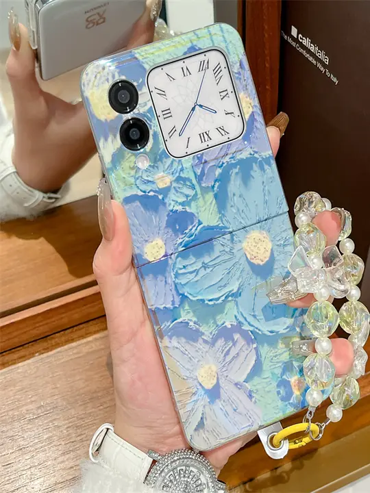 華為ノバフリップ用スマートフォンケース【折りたたみ式・油絵デザイン・フルカバー・衝撃吸収】