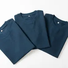ヴィンテージ風 藏青色の極上の柔らかさ ワッフルTシャツ【短袖・ゆったりシルエット・カジュアル】
