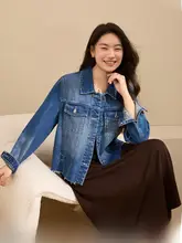 個性的なデニムジャケット【ストリートスタイル・ゆったりサイズ・秋用】