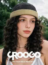 帽子 メンズ ドッカー帽 刺繍 バイカラー ノーブリム ロールアップ アメカジ ヴィンテージ ストリート 「CROOGO」