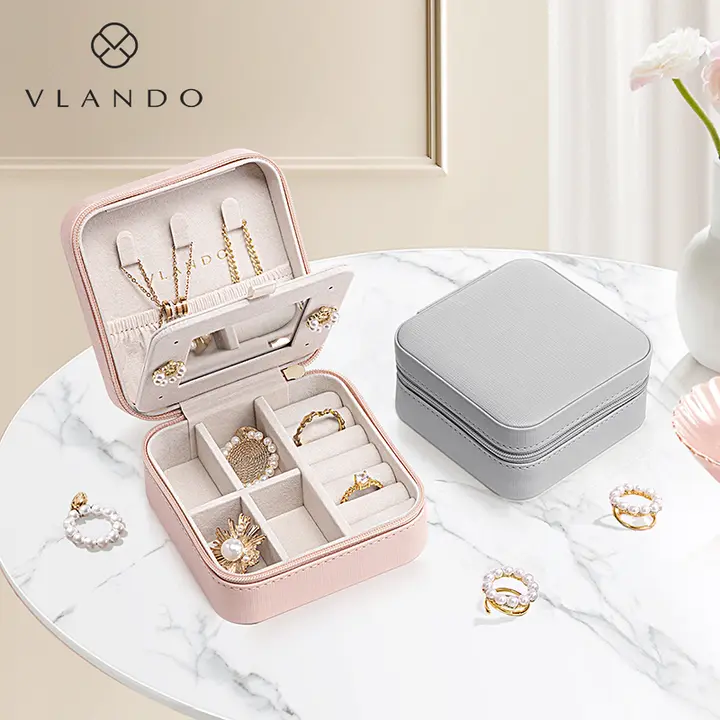 VLANDO ポータブルジュエリーボックス【小型・旅行用・リング＆ピアス収納】