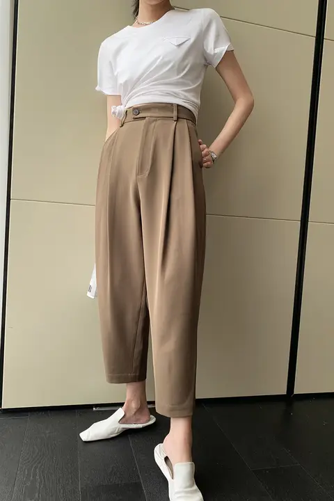 女子用高腰ハレンパンツ【春夏用・フィット・ワイドパンツ】