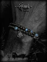 高級感あるブラックオニキスのブレスレット【月光石ビーズ使用・男性用・プレゼントに最適】