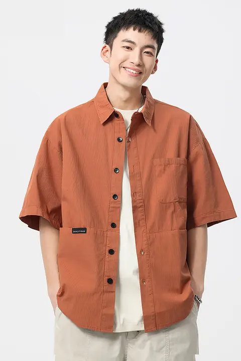 多ポケット工服風半袖Tシャツ【夏用・ゆったり・男女兼用】（セットアップ対応）