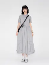 日式シンプルデザイン 大口ポケット付きノースリーブワンピース【スタイル】（セットアップ対応）