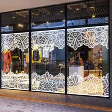 純白の透過レース調窓用フィルム【プライバシー保護・デザートカフェ用アート】