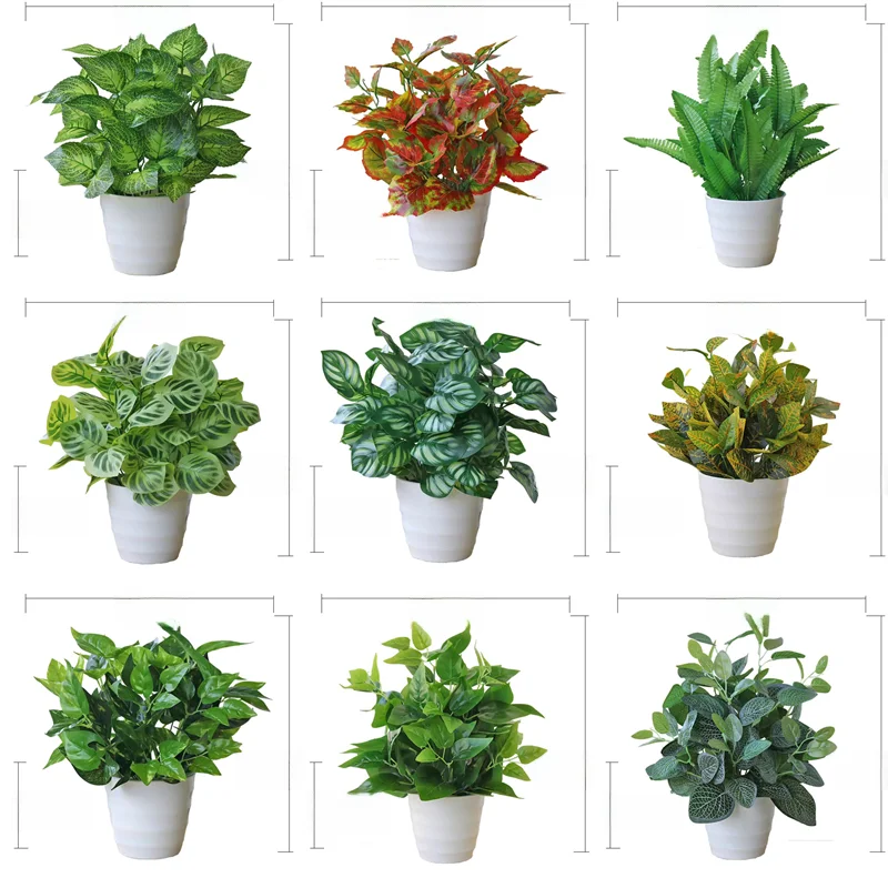 インテリア用プラスチック花 大型フェイクグリーンポット【観葉植物・室内装飾用】