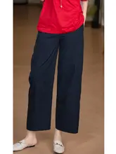 麻風感の斜め織りバナナパンツ【ウエストゴム・九分丈・女性用】