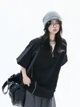 Tシャツ レディース 半袖 トップス フェイクレイヤード デコンストラクション ステッチデザイン シンプル 個性派 春物