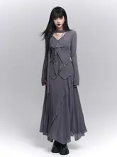 シンプルで上品な黒のドレス【高級感・秋用・韓国スタイル】（セットアップ対応）