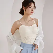 レースキャミソール【春夏用・細ストラップ・背中美ライン・ブラトップ不要】