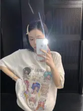 半袖Tシャツ レディース アニメ柄 オーバーサイズ ルーズ クロップド アメカジ ヴィンテージ 夏 おしゃれ