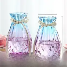 2点セット 2色ガラス花瓶【透明・水栽培用・シンプルデザイン・リビング用】