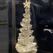 ガラス製クリスマスツリーDIY材料キット【パールチェーン・ネット生地装飾・リビングの雰囲気作り】
