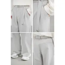 ライセールコットン混紡のベルトデザインストレートワイドパンツ【メンズ・カジュアル・春夏用】