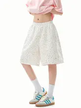 星柄プリント ショートパンツ【男女兼用・刺繍・ワイド・フィット・夏用】（セットアップ対応）