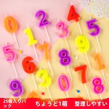 25個セット 誕生日パーティー用 子供向けカラフル数字キャンドル【ケーキ用・粉キャンドル】