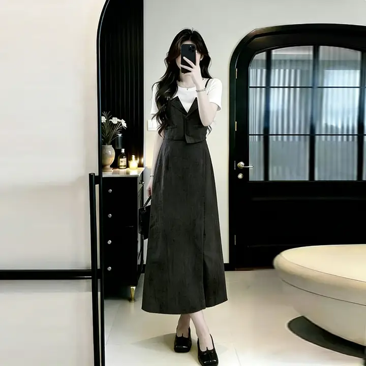 大きいサイズ女性用 夏のオフィススタイル 上下セット【ハーフスリーブ・フレアスカート】（セットアップ対応）
