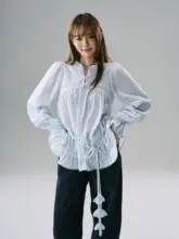 花柄ベルトデザインのゆったりトップス【甘さと可愛さを演出】