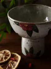 CoolBanana 手作り粉引陶器製 高足フルーツプレート【アイスクリームボウル・インテリア風】