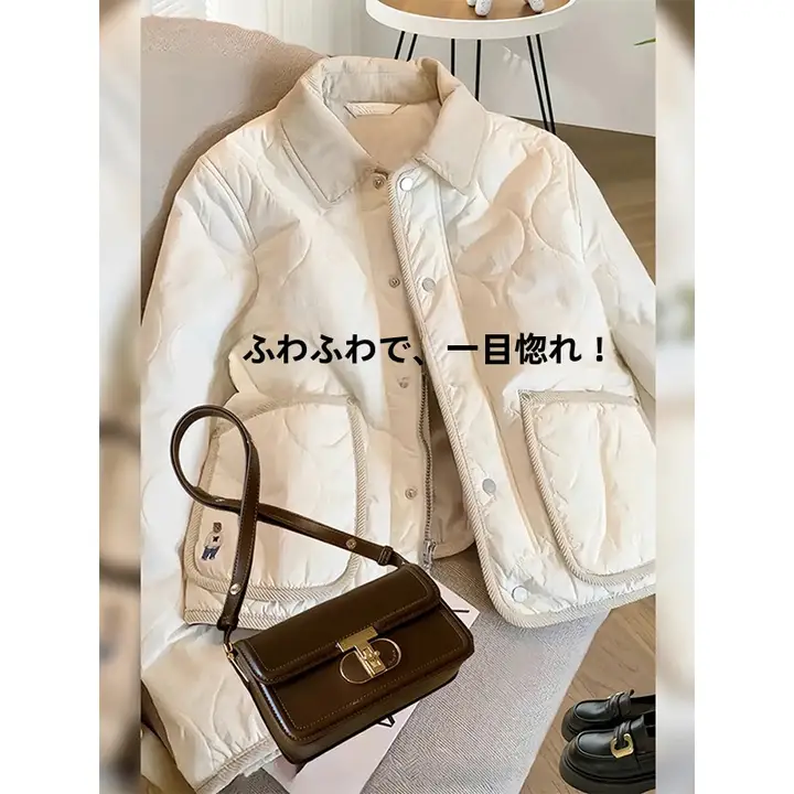 フレンチスタイルの軽量ダウンコート【カラーブロック・翻领・保温・冬用】