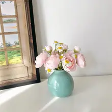 北欧風 カラフルな陶器花瓶 ［ドライフラワー・造花セット・玄関・寝室・ダイニング・オフィス飾り用］