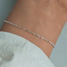 925純銀製 水波模様ブレスレット【14K金メッキ・シンプルデザイン】