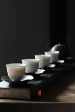 手作り粗陶の茶托【黒色・禅スタイル・功夫茶具用】