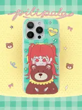 スマホケース iPhone対応 くまのPippa柄 フルカバー 光沢 マグネット スタンド付き ギフト ガーリー