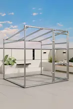 頑丈な厚手のスチールパイプ作りの物干し架【雨よけ・日差し対策・斜め棚・屋外植物用】