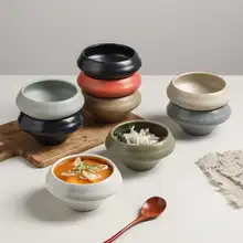 レトロな粗陶製のスープ碗【和スタイル・深め・多用途・サラダやデザートに最適】