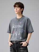 半袖Tシャツ ユニセックス ヘビーオンス ウォッシュ加工 グラフィティ柄 オーバーサイズ アメリカンストリート 着回し 夏