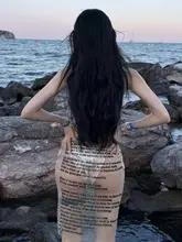 リゾートスタイルの透けたノースリーブビキニカバーアップ【セクシーなデザイン・女性用】