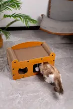 猫用爪研ぎとキャットハウスの一体型【耐摩耗性・立体デザイン・トンネル付き】