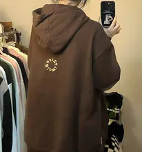 フード付きオーバーサイズスウェットシャツ【秋冬用・ブラウン・カジュアルスタイル・裏起毛】