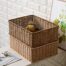 和風ラタン風収納バスケット キャビネット引き出しバスケット ホテルバスルームタオル整理バスケット テレビ台収納ボックス
