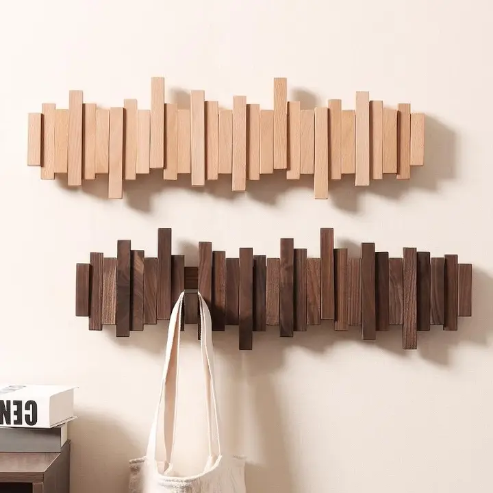 ピアノキー型デザインの木製ハンガー【壁掛け・玄関用・インテリアデコレーション】