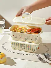 モダンなデザインの陶器製三分割ランチボックス【電子レンジ対応・仕事用・お弁当】（セットアップ対応）