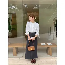 スーツ風デザインのスリット入りミドル丈タイトスカート【通勤・女性用・スタイリッシュ】