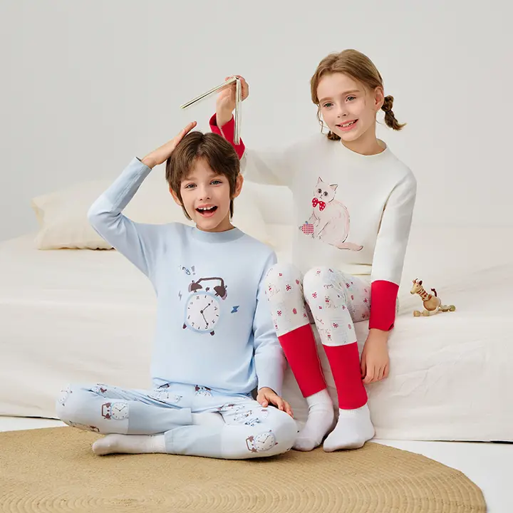 子供用 秋用インナー【暖かい長袖シャツ・パンツ・極上の柔らかさ・家で】（セットアップ対応）