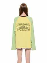 カラーブロックデザインの長袖Tシャツ【ゆったりシルエット・通勤用・ラウンドネック】（セットアップ対応）