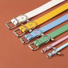 PUレザー製 ペット用ネックレス【調節可能・鈴付き・可愛い子犬用・猫用】