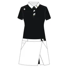 ZG-6 ゴルフウェア セットアップ レディース 半袖 襟付きTシャツ 黒 白 スカートパンツ 夏 着痩せ きれいめ 「ZG6」