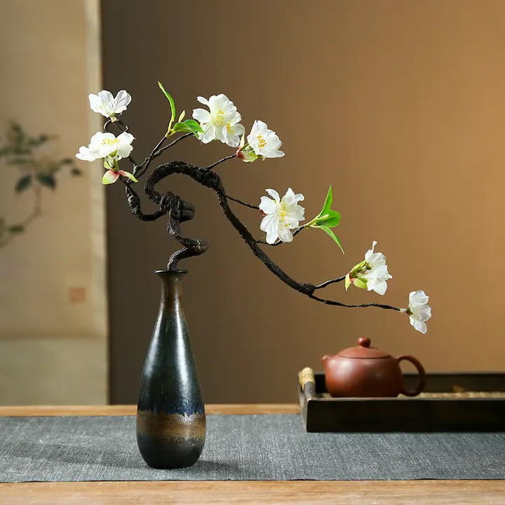 景徳鎮製 陶器 花瓶【新中式・ヴィンテージデザイン・インテリア飾り】