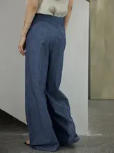 moofeel レディース ハイウエスト ワイドデニムパンツ【夏用・薄手・ルーズフィット・ロング】
