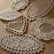 金糸刺繍の水溶性布用アップリケ【ローズゴールド・レース・装飾用】