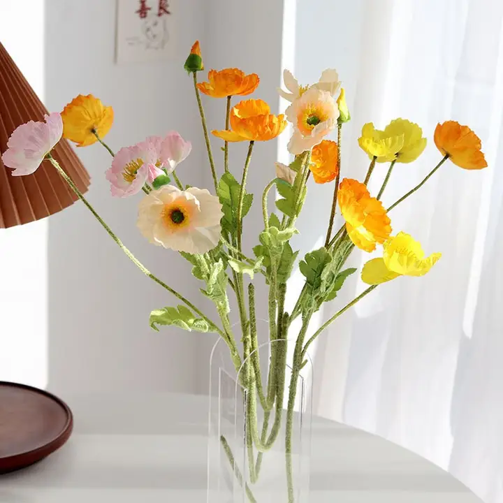 高級感のある本物そっくりの虞美人の造花ブーケ【インテリア・リビング・ダイニング用】