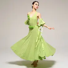 華やかなフラワーデザインのバックオープンワルツドレス【モダンダンス・大きなスカート・競技用】