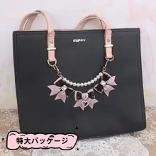 痛バッグ ミニバッグ バッグチャーム レース リボン ビーズ ロリータ 甘め 推し活 デコ ハンドメイド オリジナル