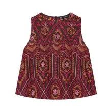 刺繍入りノースリーブトップスとミドルウエストスカート【女性用・春夏向け】（セットアップ対応）